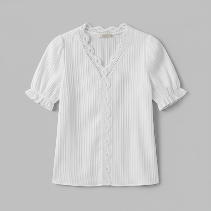 Astrid | Elegante Weiße Bluse Damen mit V-Ausschnitt
