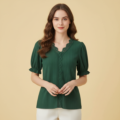 Astrid | Elegante Weiße Bluse Damen mit V-Ausschnitt