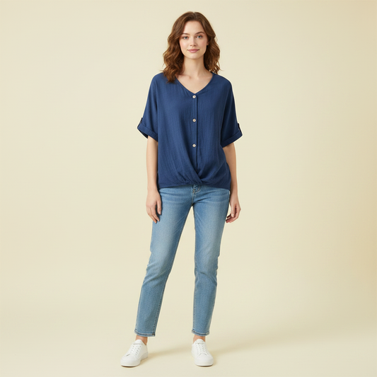 Elegante Damenbluse mit V-Ausschnitt | Festliche Bluse für Anlässe