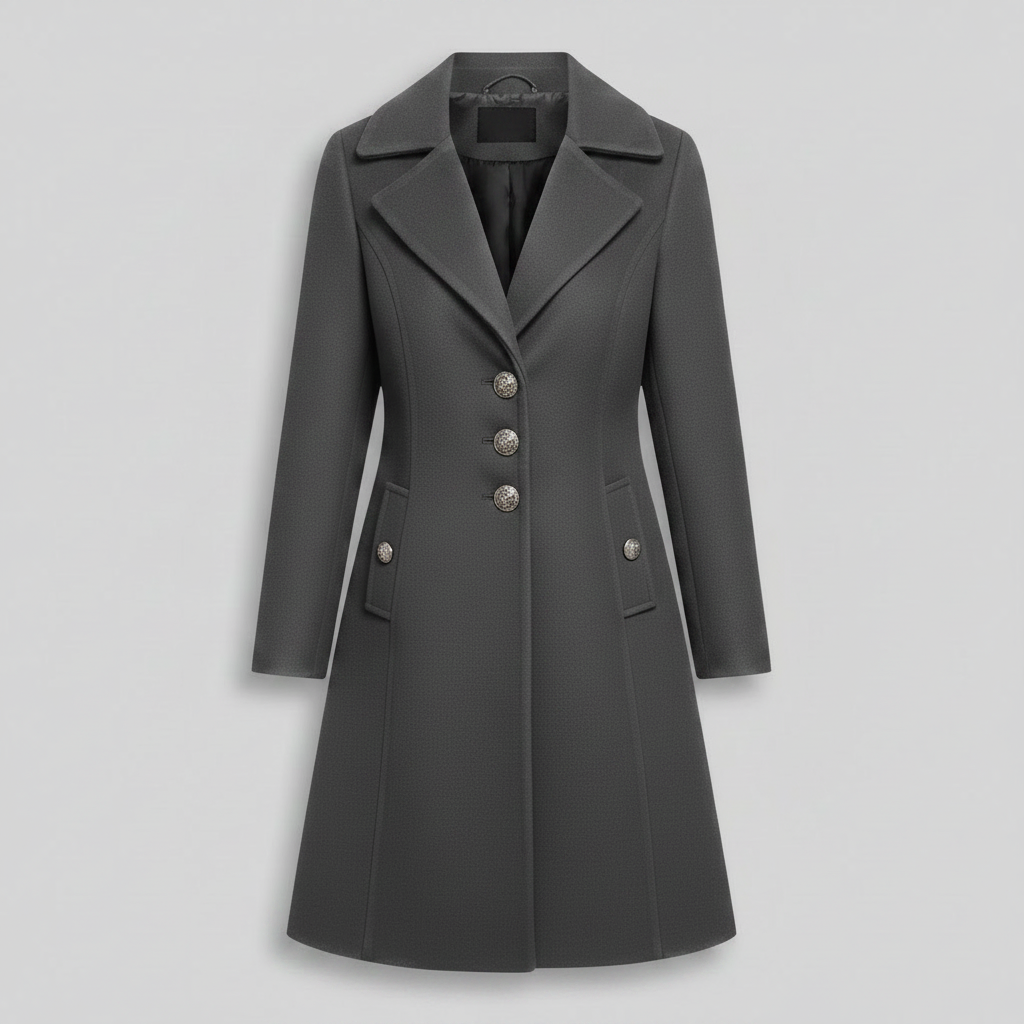 Eleganter Schwarzer Mantel Damen | Klassischer Wollmix