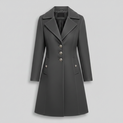 Eleganter Schwarzer Mantel Damen | Klassischer Wollmix