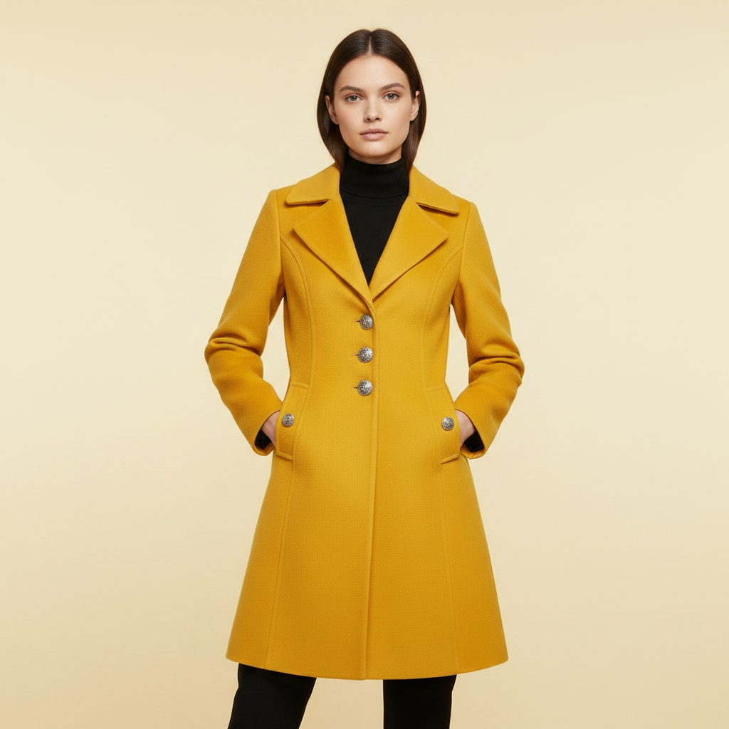 Eleganter Schwarzer Mantel Damen | Klassischer Wollmix