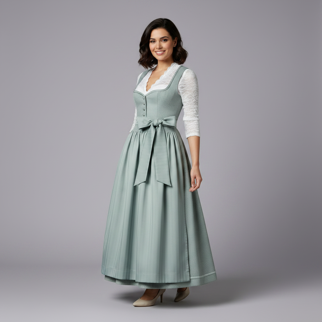 Elegantes Dirndl Kleid | Damen Trachtenkleid mit Schürze