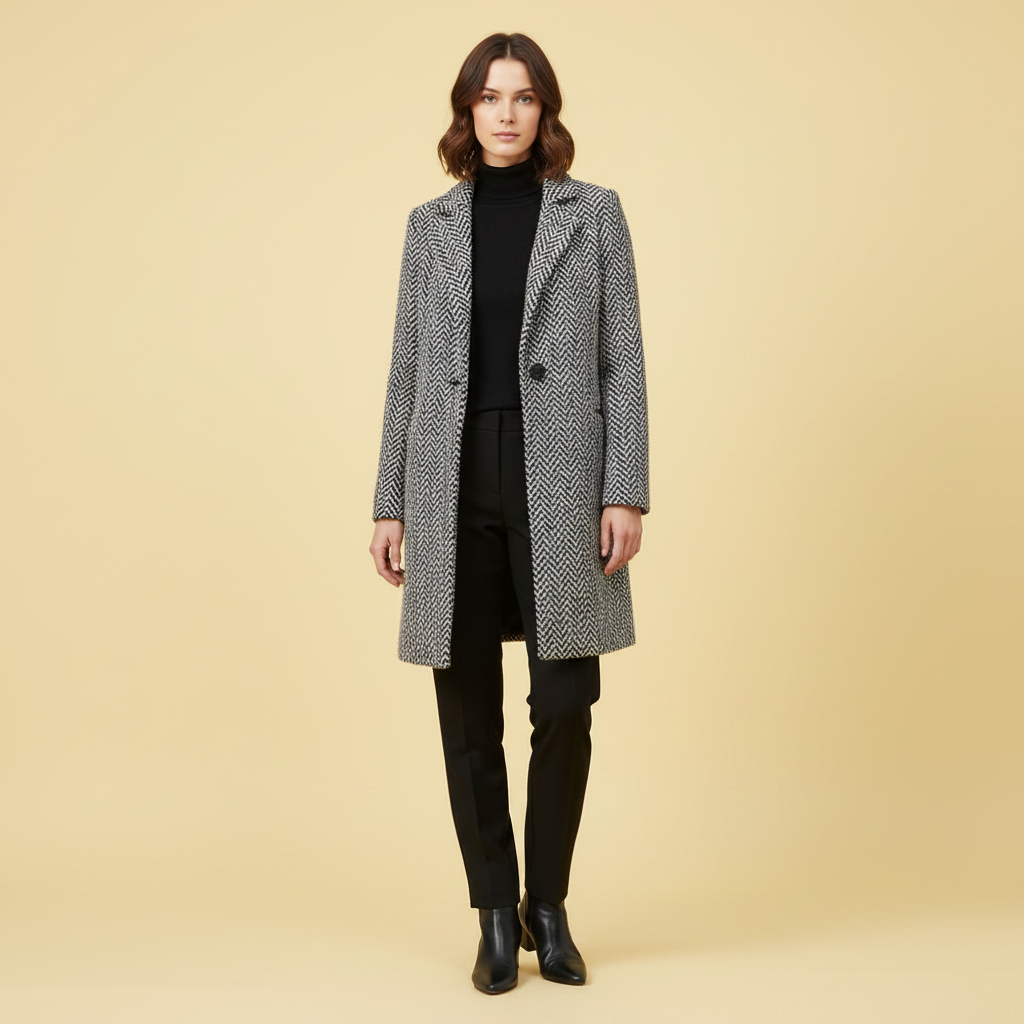 Eleganter Wollmantel Damen Beige | Langer Wintermantel
