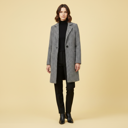 Eleganter Wollmantel Damen Beige | Langer Wintermantel