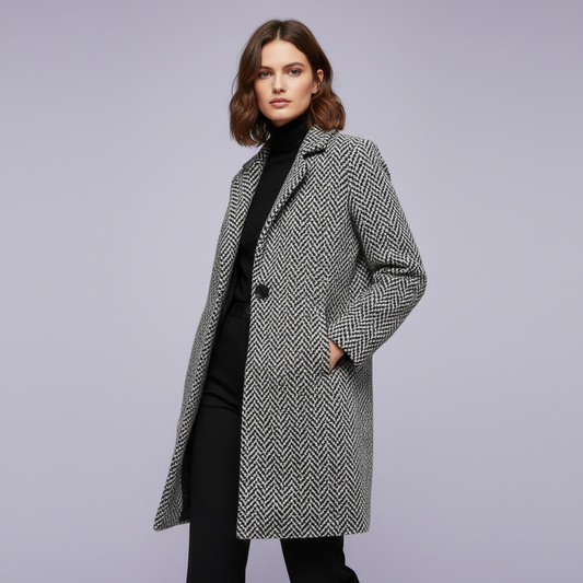 Eleganter Wollmantel Damen Beige | Langer Wintermantel